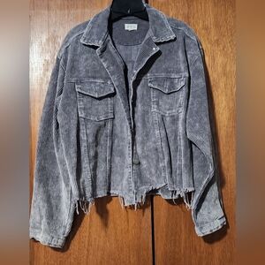 Pol Gray Corduroy Womens Jacket Size Small EUC